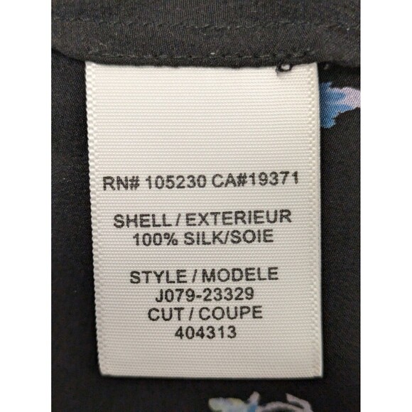 Joie Black Floral Print Scallop Tiered 100% Silk Tank Top sz L Coquette Whimsy - Picture 9 of 9